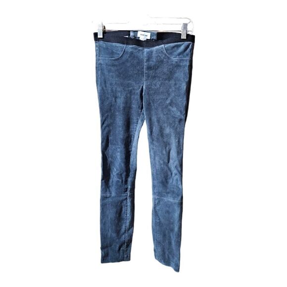 HELMUT LANG Gray Patina Suede Lamb Leather Leggings - Size 4 - Picture 2 of 10